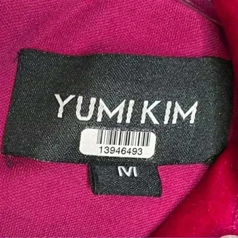 Yumi Kim Shannon Pink Fuschia Velvet Long Sleeve Mini Dress Size Medium - Picture 6 of 12